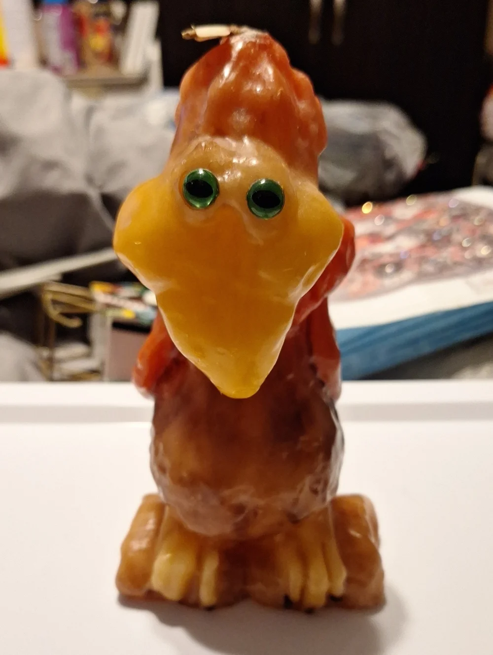 VINTAGE Yellow & Brown Bird Candle